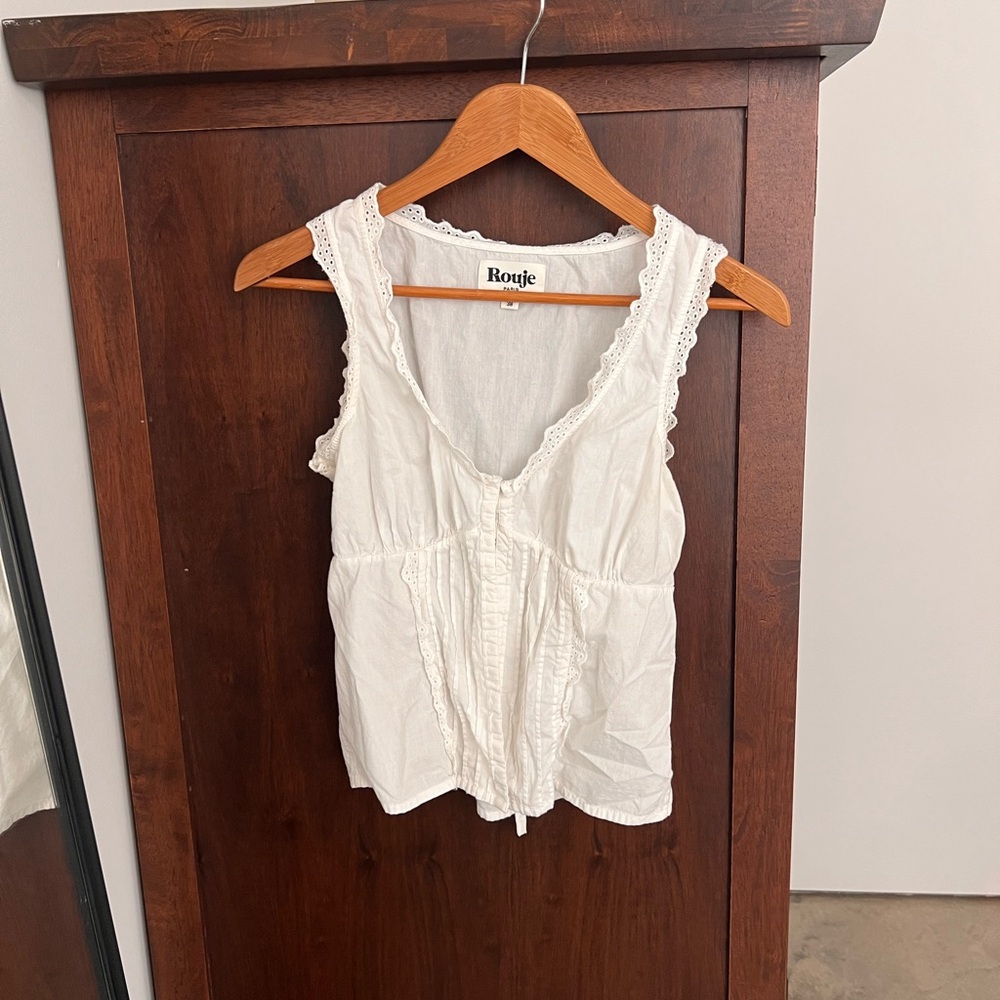 Rouje Ivory Lace-Trimmed Blouse